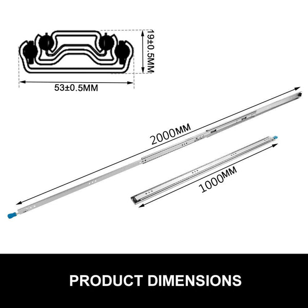 50kg Locking Drawer Slides / Runners 1000mm 4wd Trailer Fridge Draw