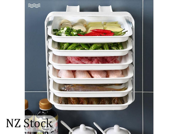 Food Tray Dish Rack 6 Tiers - Wall Mounted