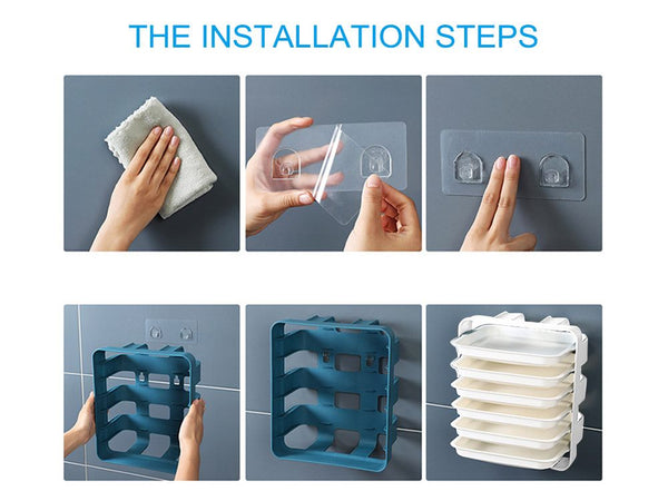 Food Tray Dish Rack 6 Tiers - Wall Mounted