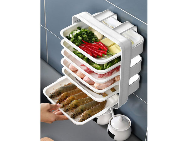 Food Tray Dish Rack 6 Tiers - Wall Mounted