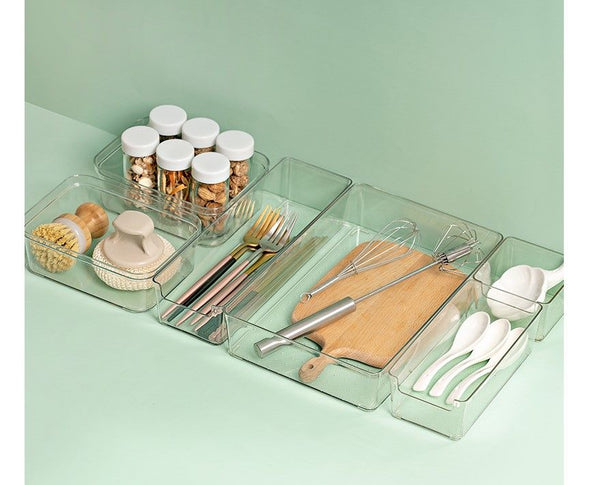 Square Clear Vanity Desk Drawer Organizers Office Storage Divider Tray