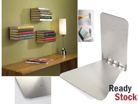 Floating Shelves Invisible Book Shelf - Stainless Steel