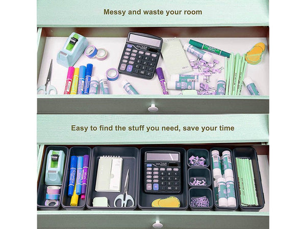 Interlocking Drawer Organizer Desktop Makeup Kitchen Bathroom Storage Organizer