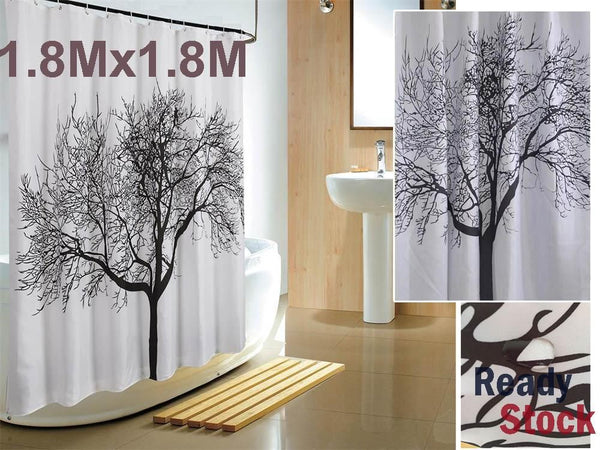 Shower Curtain with 12 Hooks, 1.8MX1.8M