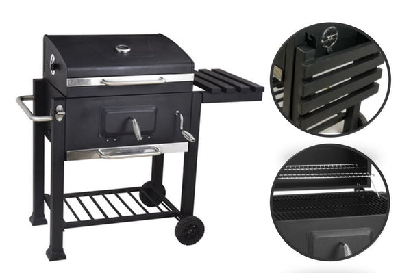 Charcoal BBQ Trolley Garden Outdoor Stainless Steel Grill Barbeque