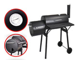 2 in 1 BBQ with Offset Sidebox Smoker Charcoal Barbecue Grill Chimney