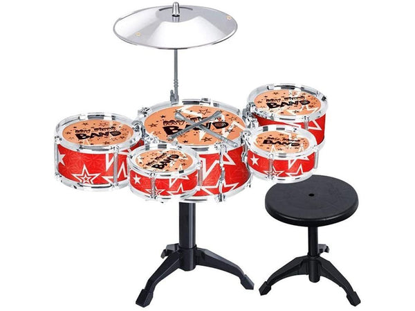 Kids Drum Set Toys Drums Cymbal Stool Sticks Black