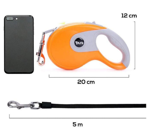 Dog Leash Retractable 5m - Orange