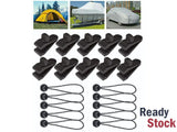 Tarp Clips & Ball Bungee Cords Heavy Duty Lock Grip 20PCS