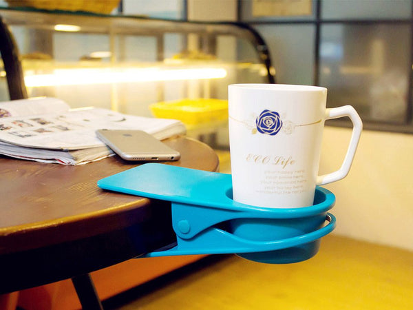 Desk Cup Holder, Clip On Cup Holder Clamp - Space Saving