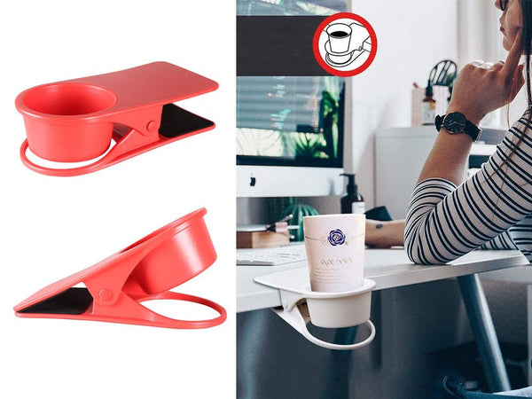 Desk Cup Holder, Clip On Cup Holder Clamp - Space Saving