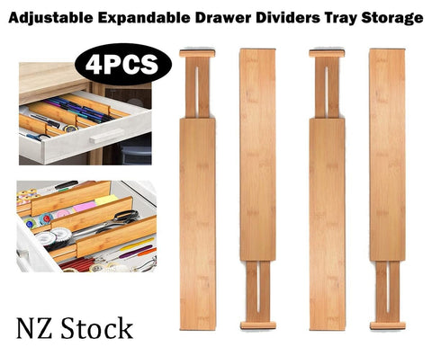 Bamboo Drawer Dividers Storage Organizers - Adjustable