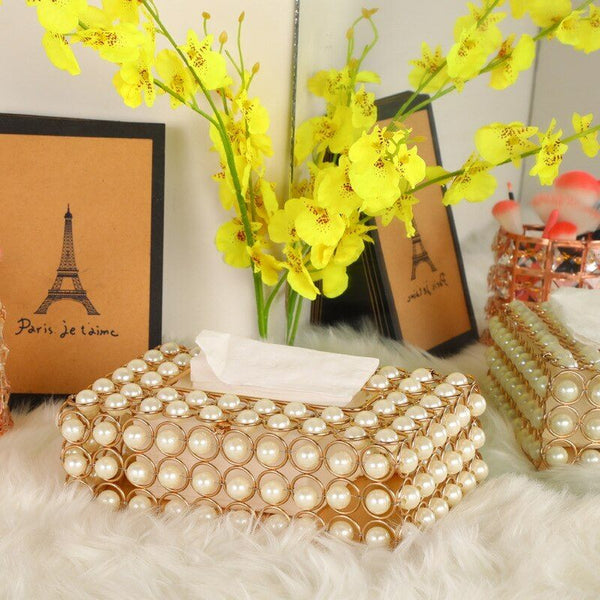 Pearl Tissue Box Jewellery Napkin Holder