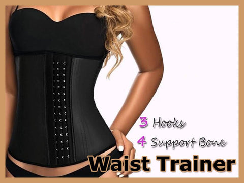 Latex Waist Trainer, 3 Hooks 4 Supportive bones, S