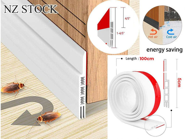 White Door Seal Strip Silicone Door Draft Stopper 100cm