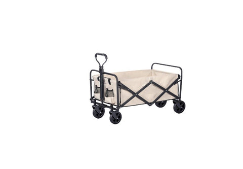 Khaki Collapsible Wagon Beach Cart Picnic Trolley Folding Camping Grocery