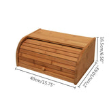 Bamboo Wood Roll Top Bread Bin Storage Box