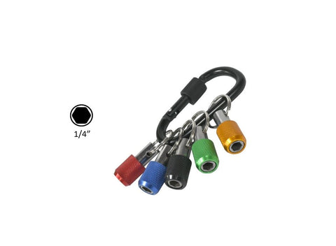 5pcs Hex Shank Screwdriver Bits Holder Keychain Screw Adapter Quick Release