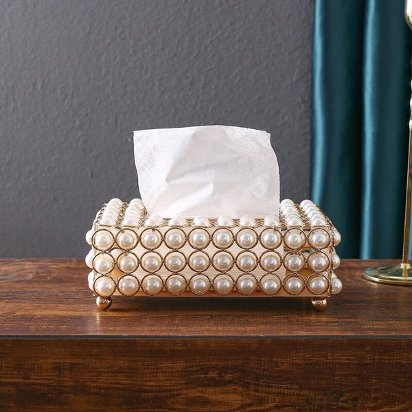 Pearl Tissue Box Jewellery Napkin Holder