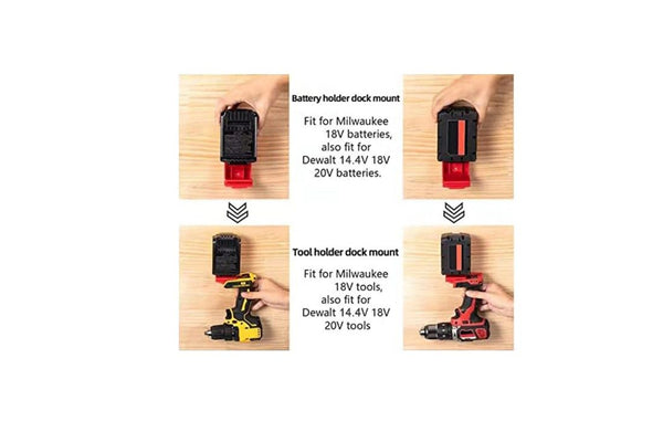Dewalt Milwaukee 2in1 Power Tool & Battery Wall Holder Storage Rack Hanger