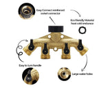 4-Way Brass Splitter 3/4 Inch for Taps 4 On/Off Valves Garden Hose Tap Connector
