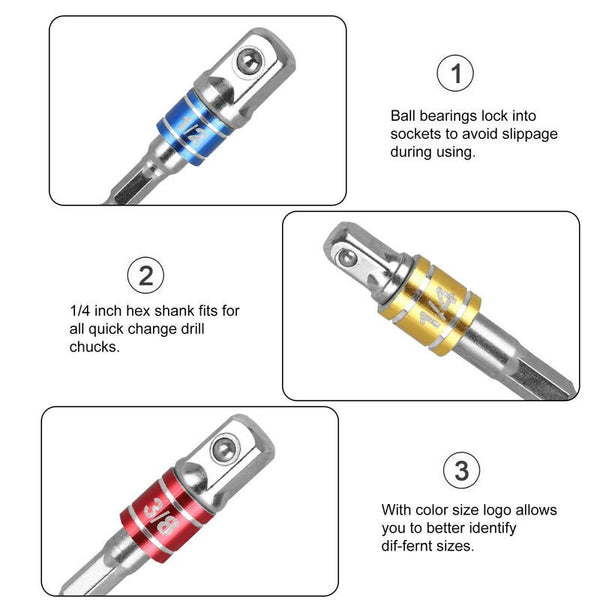 Drill Angel Adapter Shaft Extension Hex Shank Socket Set