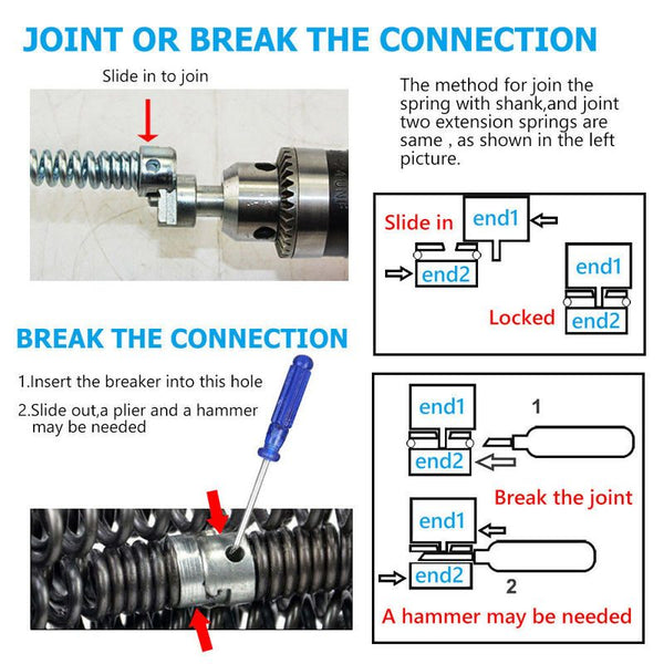 Plumber Drain Snake Pipe Pipeline Sewer Cleaner 12M 6 Drill Bit Tool