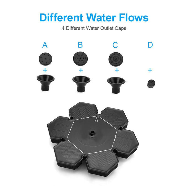 Floating Solar Powered Pond Garden Water Pump Fountain Bird Bath