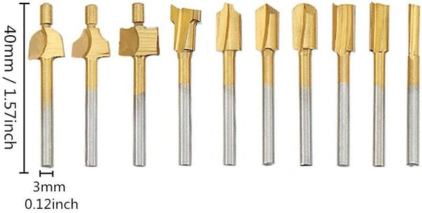 10pcs HSS Routing Router Bits Dremel Rotary Tools