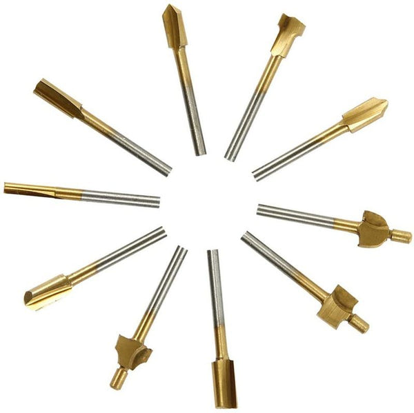 10pcs HSS Routing Router Bits Dremel Rotary Tools