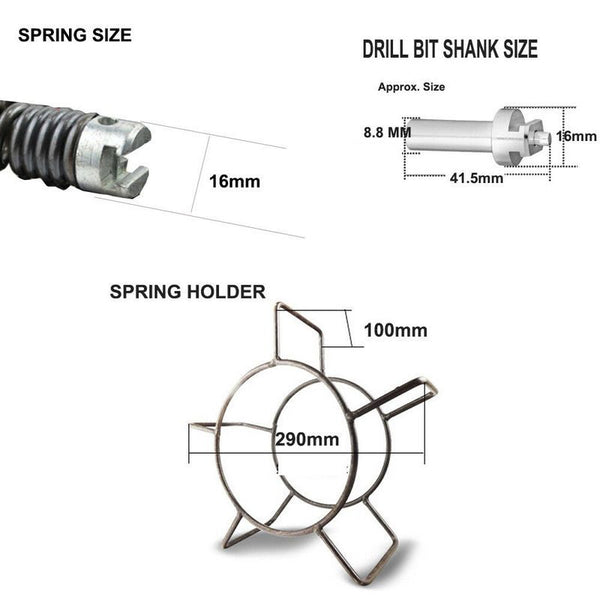 Plumber Drain Snake Pipe Pipeline Sewer Cleaner 12M 6 Drill Bit Tool