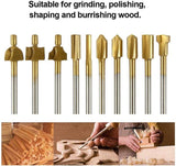 10pcs HSS Routing Router Bits Dremel Rotary Tools