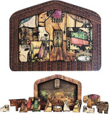 Jesus Nativity Puzzle Wood Burned Design Wooden Home Decoration L