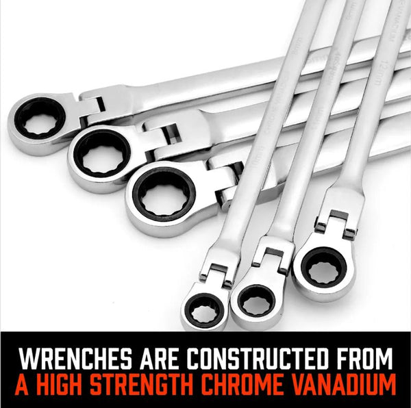 Wrench Set Spanner Set 6Pc Long Flexible Ratchet