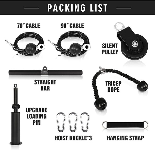 Fitness Pulley Cable System Biceps Triceps Home Gym Strength Training