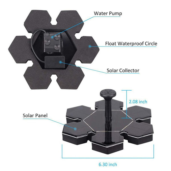Floating Solar Powered Pond Garden Water Pump Fountain Bird Bath
