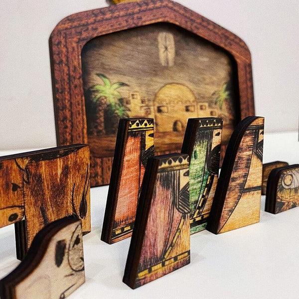 Jesus Nativity Puzzle Wood Burned Design Wooden Home Decoration L