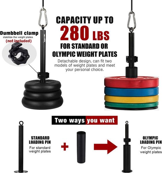 Fitness Pulley Cable System Biceps Triceps Home Gym Strength Training