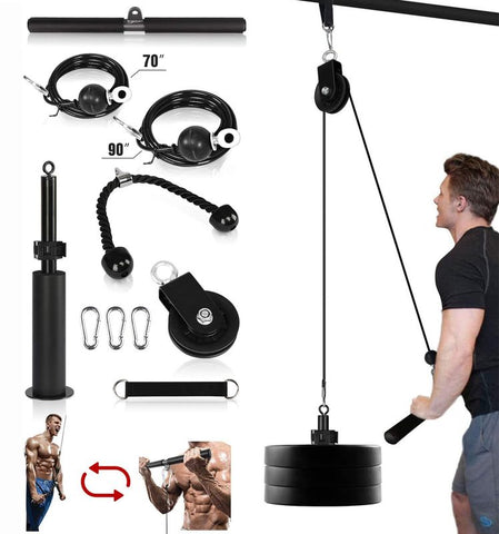 Fitness Pulley Cable System Biceps Triceps Home Gym Strength Training