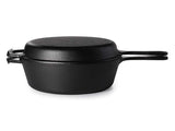 2 In 1 Cast Iron Frying Pan Pot with Lid Oven Skillet Set