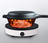 2 In 1 Cast Iron Frying Pan Pot with Lid Oven Skillet Set