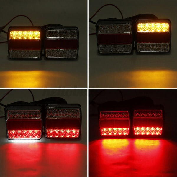 Trailer Tail Lights 7 Pin Round Magnetic 16 LED