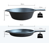 2 In 1 Cast Iron Frying Pan Pot with Lid Oven Skillet Set