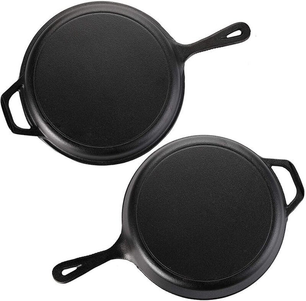 2 In 1 Cast Iron Frying Pan Pot with Lid Oven Skillet Set
