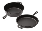 2 In 1 Cast Iron Frying Pan Pot with Lid Oven Skillet Set