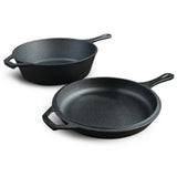 2 In 1 Cast Iron Frying Pan Pot with Lid Oven Skillet Set