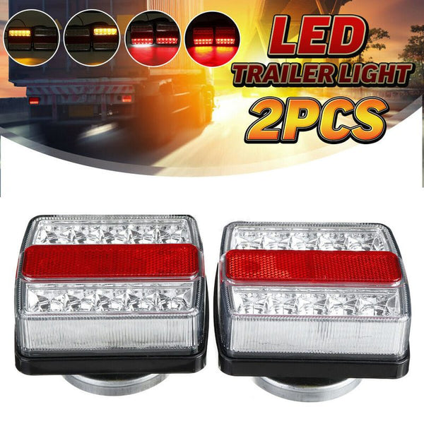 Trailer Tail Lights 7 Pin Round Magnetic 16 LED