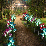 2 x Solar Lights Outdoor Garden Lily Flower Lamps