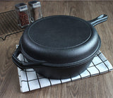 2 In 1 Cast Iron Frying Pan Pot with Lid Oven Skillet Set