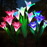 2 x Solar Lights Outdoor Garden Lily Flower Lamps